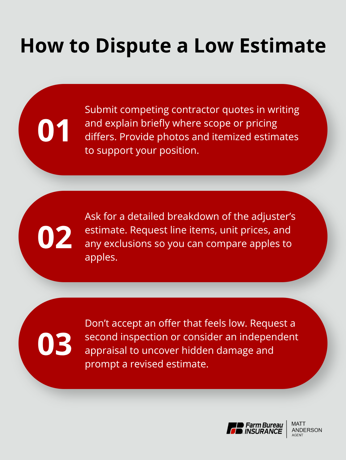 Three-step guide to challenging a low home insurance estimate with evidence
