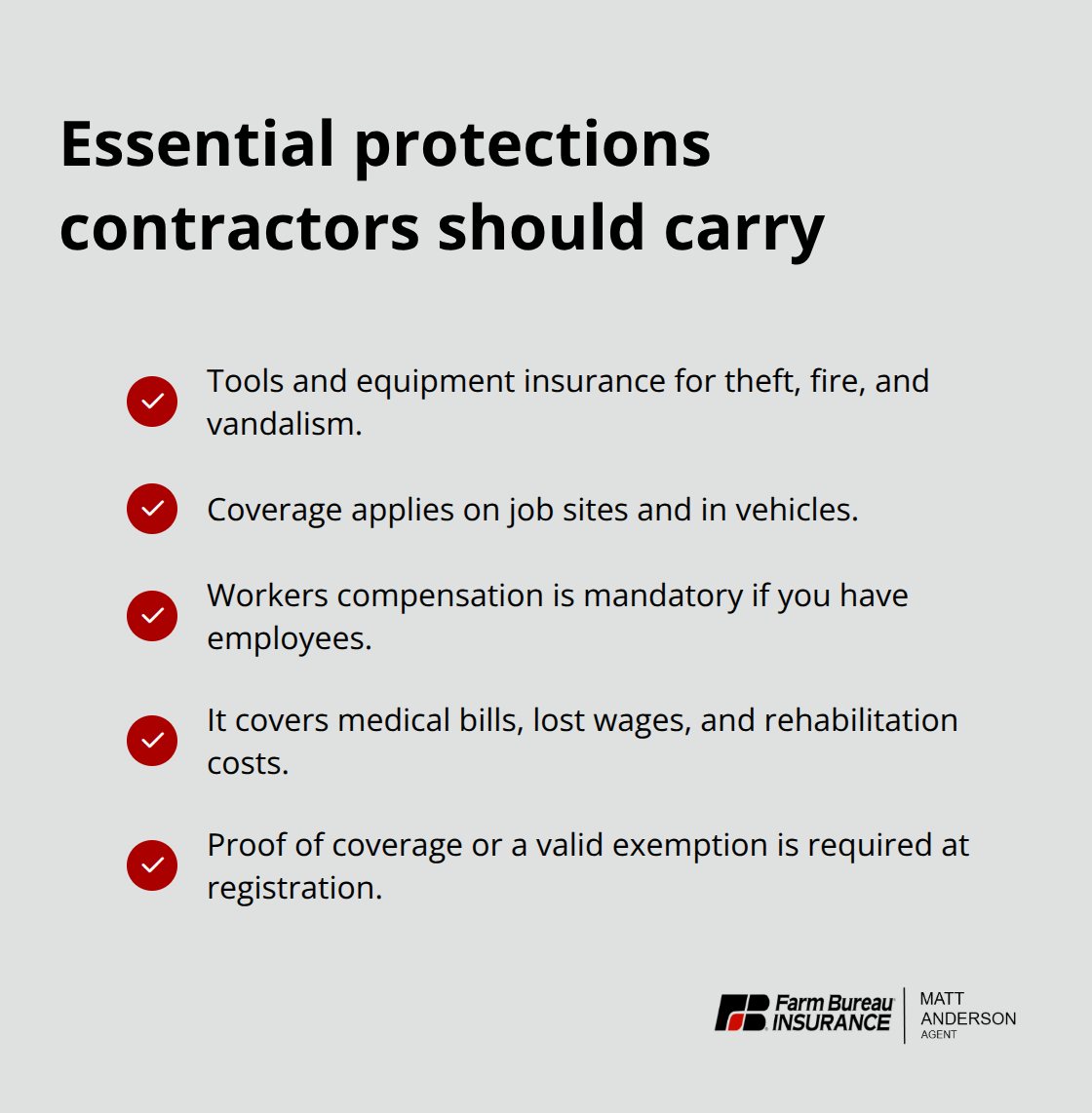 Checklist of key coverages and compliance items Idaho contractors should maintain - Idaho professional contractor insurance